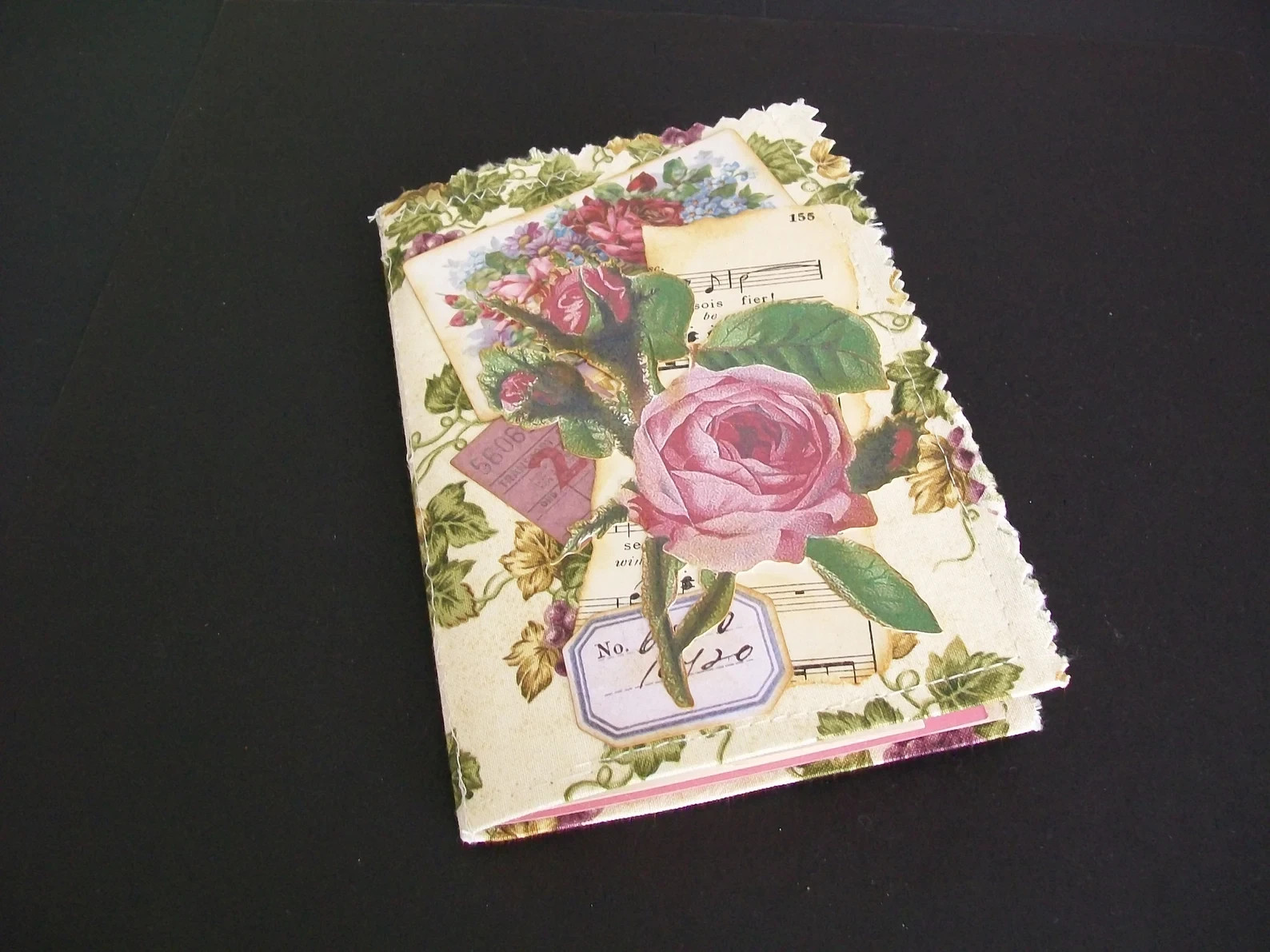 Fabric Junk Journal, Daily Planner, Scrapbook, Handmade Blank Journal 4″x5″x6″x5