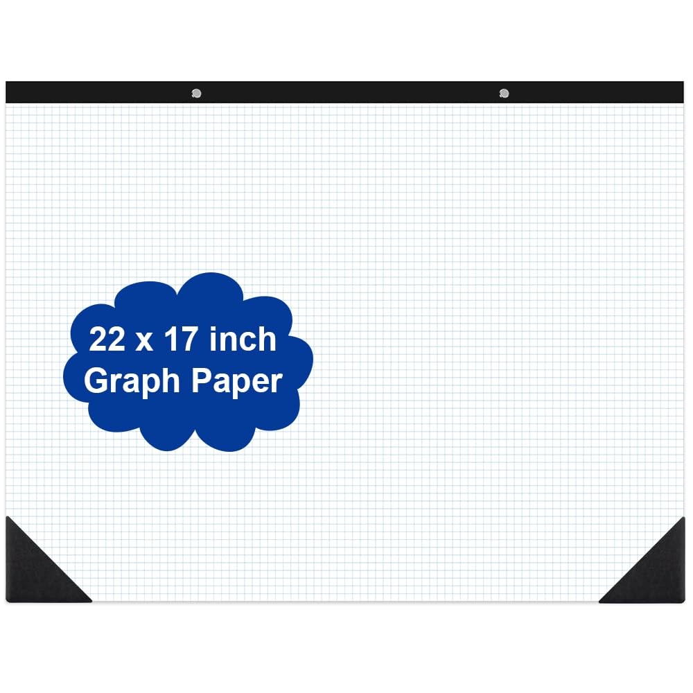 Large Engineering Graph Paper 22″ x 17″ Grid 50 Sheets 100 Pages 4″x4″ Blue
