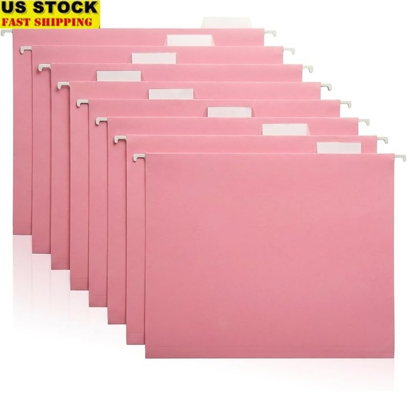 Pink Hanging File Folders Durable Organization Tabs Office Home School Use