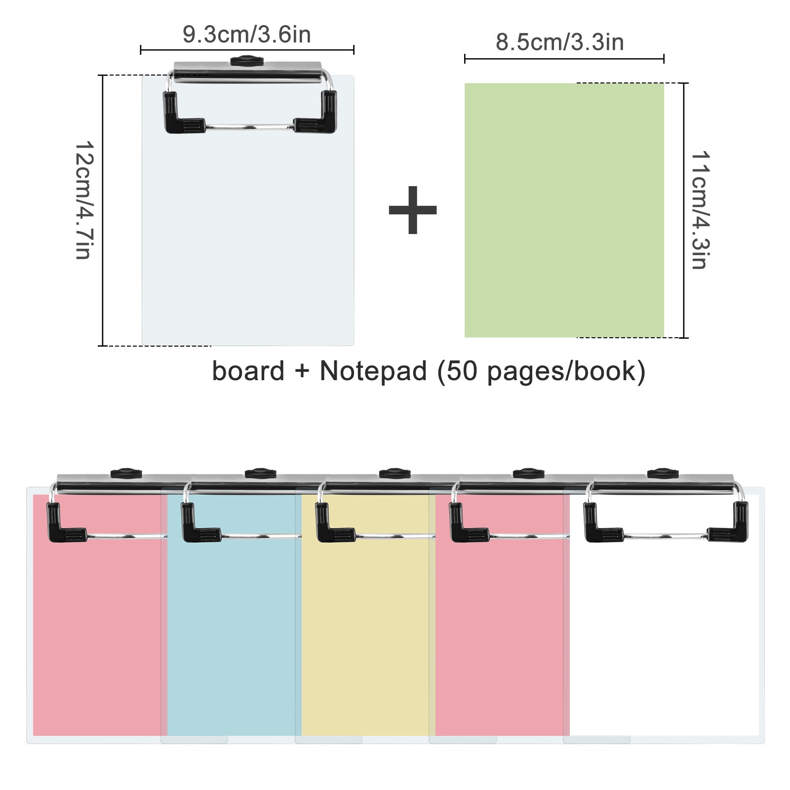 12PCS Mini Clipboard Notepads Portable Memo Boards Clear Note Pad Set with Hook