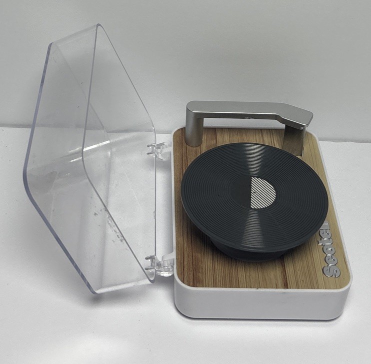 Scotch Magic Tape Dispenser, Turntable Record Player, Weighted Flip Up Cover