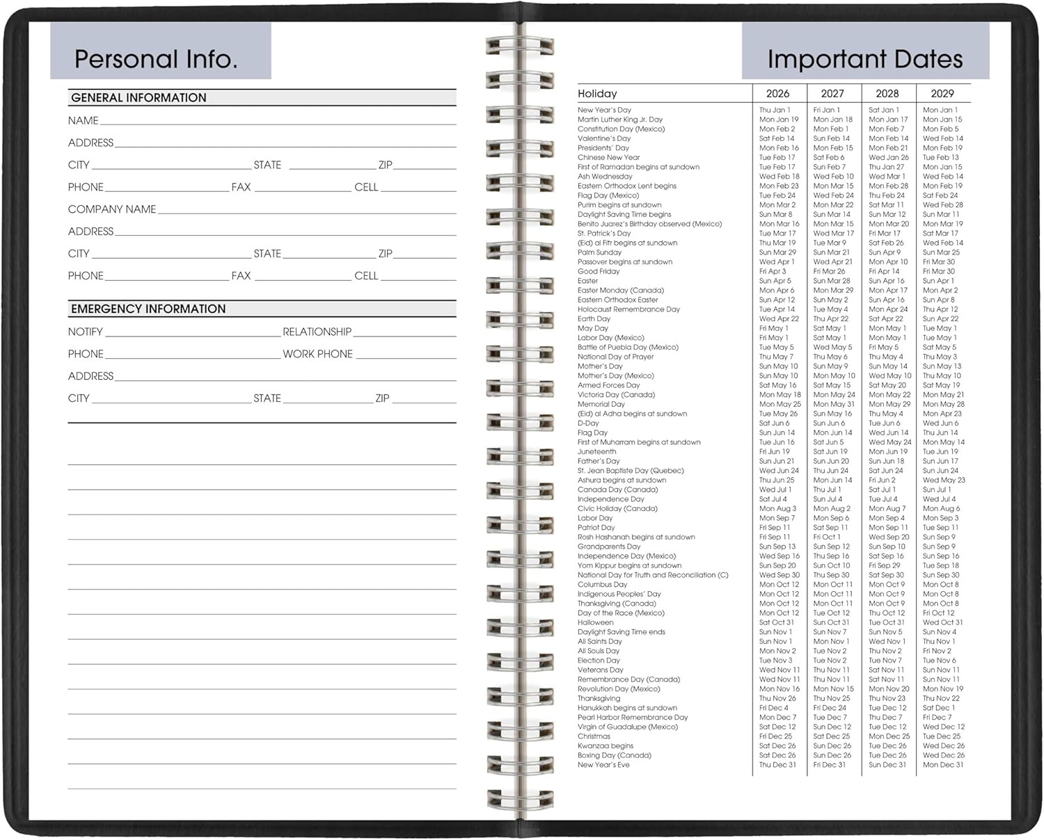 2026 Appointment Book Planner, Weekly, 5 X 8, Small, Dayminder, Black (G200…