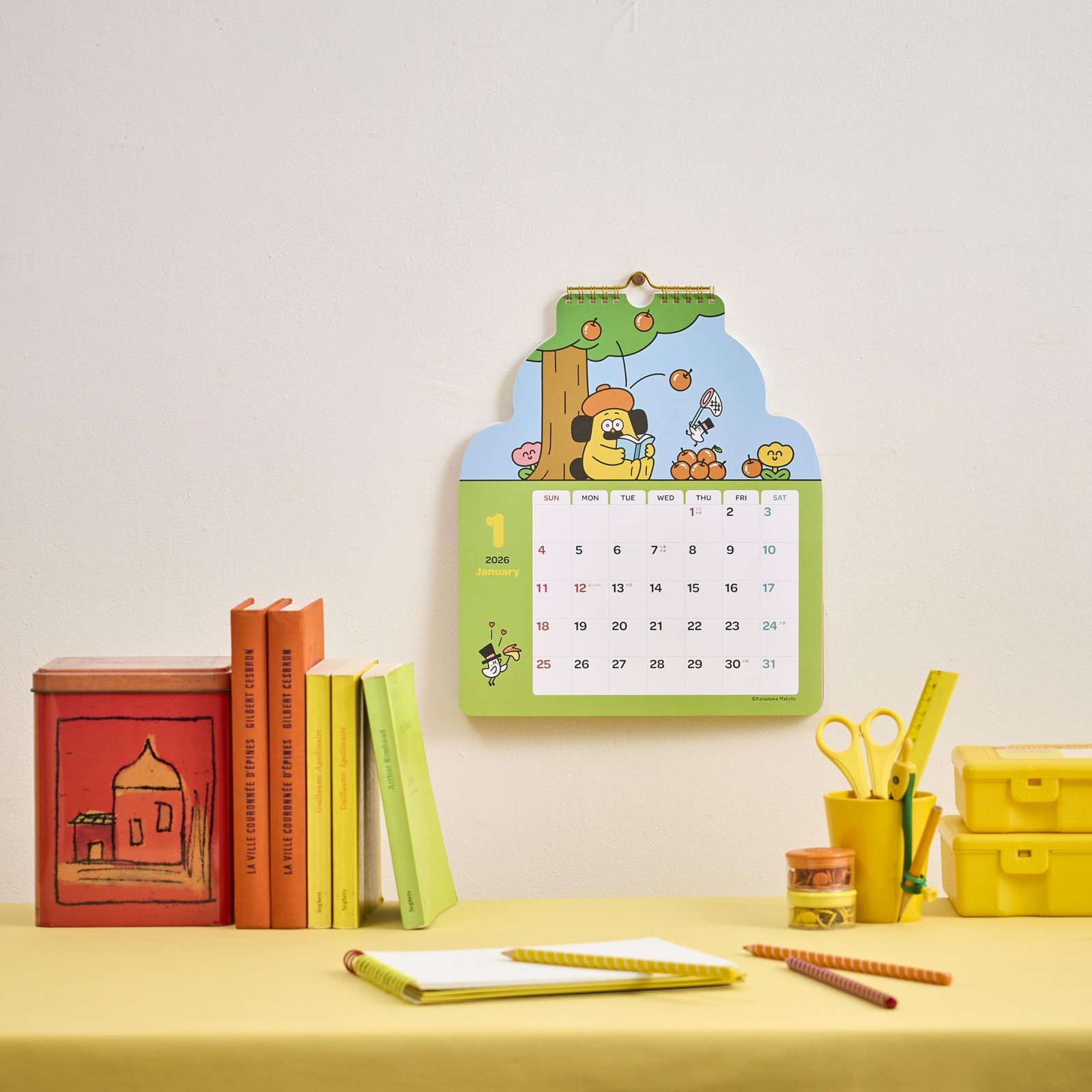 2026 Wall Calendar, Bearded Pon Die-Cut, NK4040