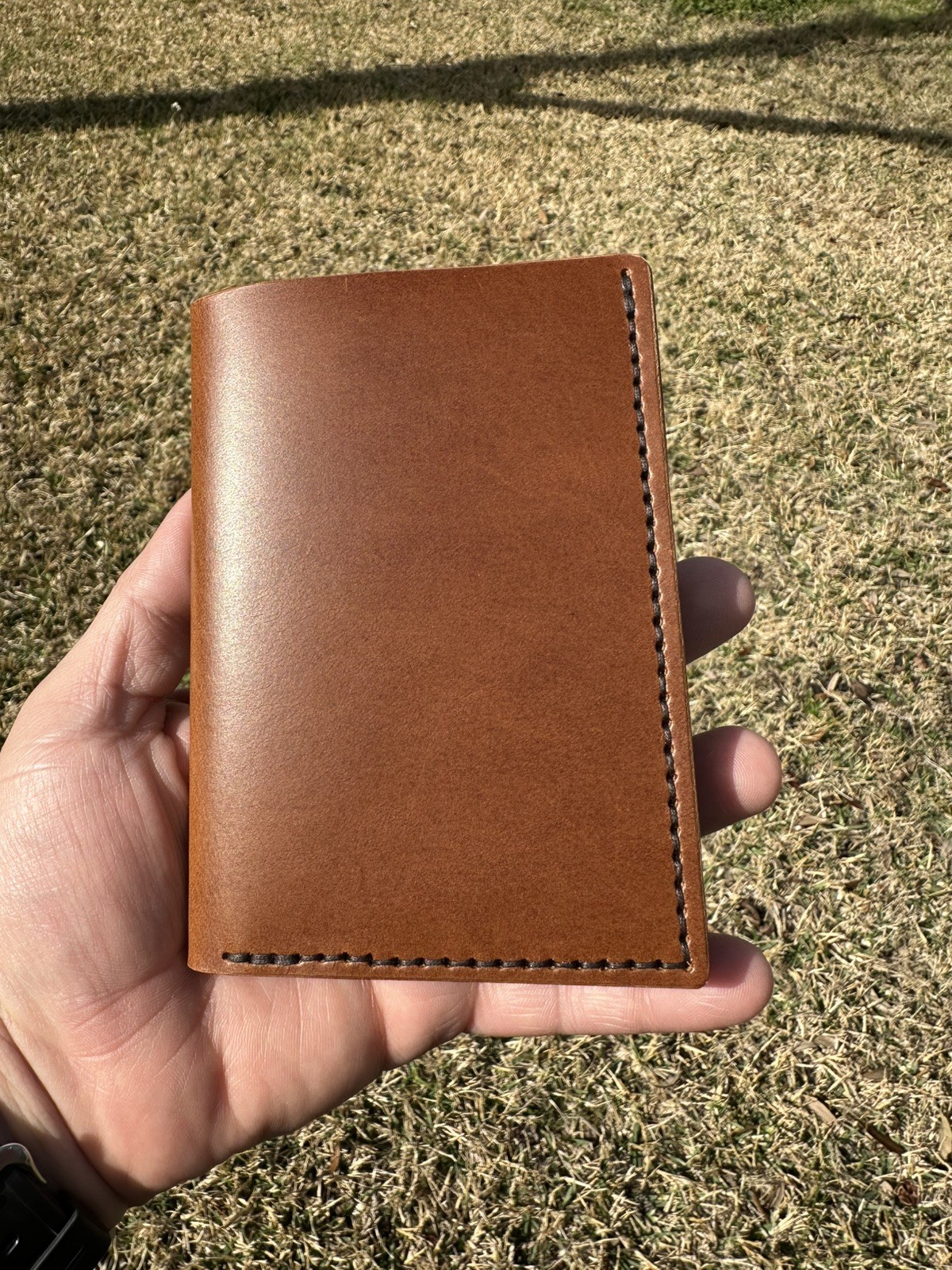 Chestnut Brown full-grain veg-tanned leather, 5 oz — 100% handmade in the USA.