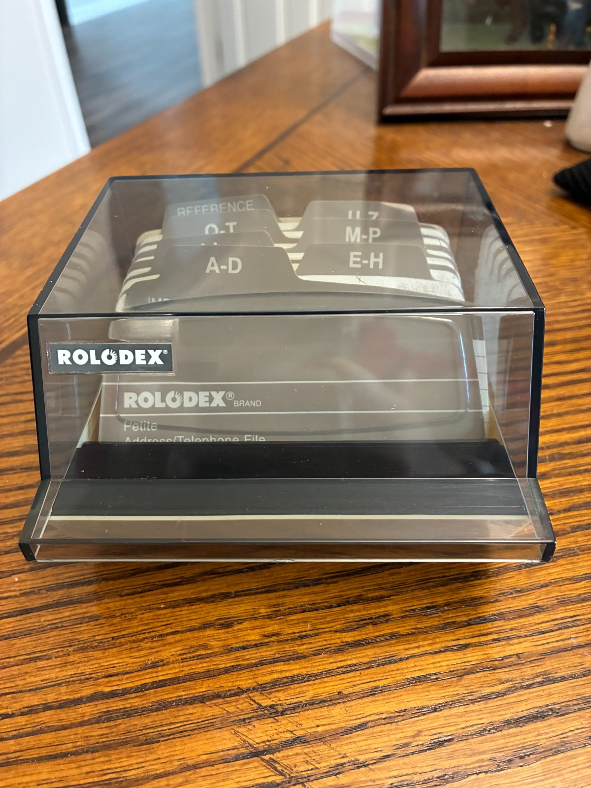 Vintage Rolodex S-300 C Petite Address Card File Smoke Lid w/A-Z Dividers 2 Tone