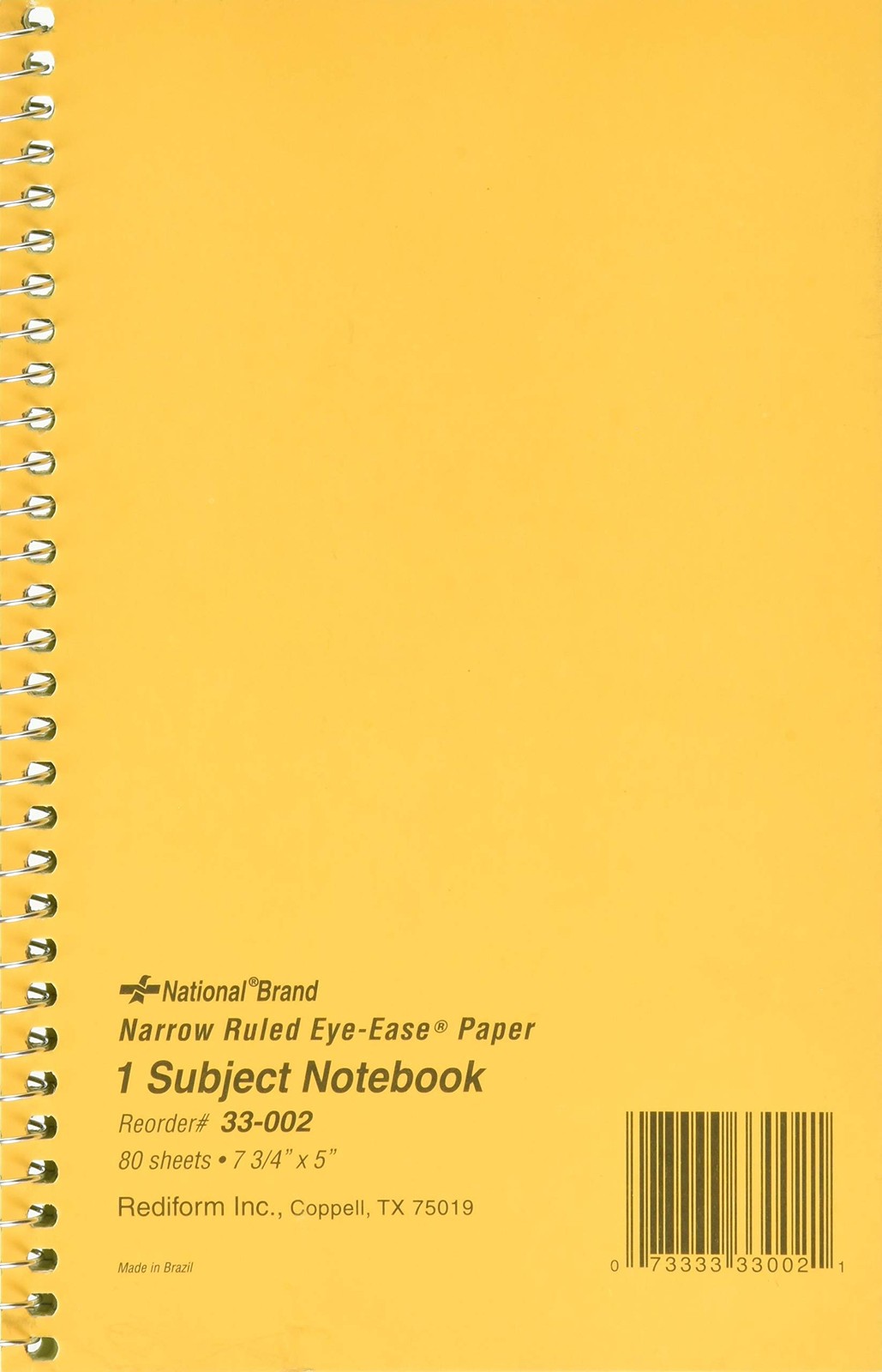 National Single-Subject Wirebound Notebooks, Narrow 7.75 x 5 inches, Brown