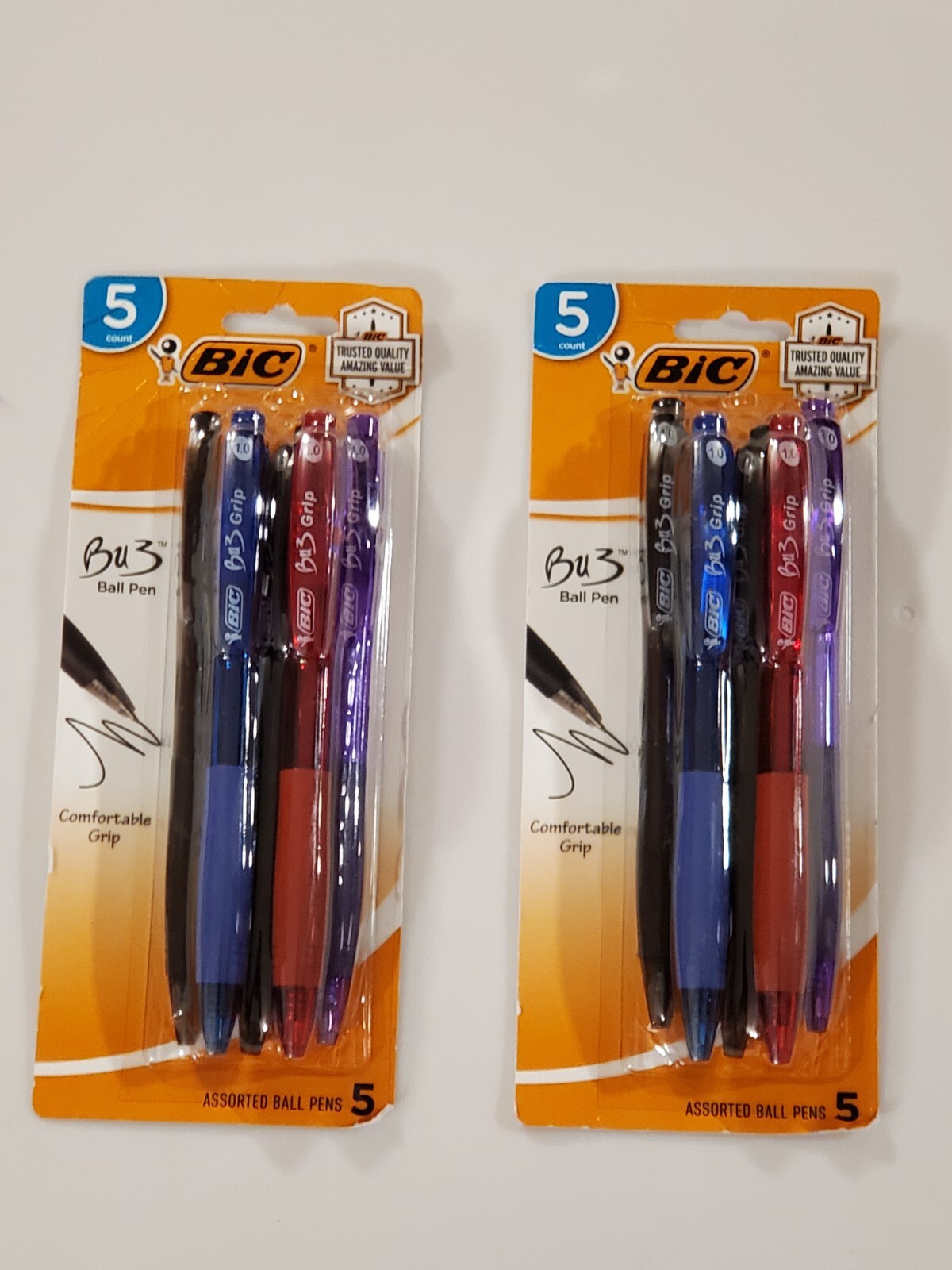 [2X] BIC BU3 Ballpoint Pen Retractable Med 1 mm Assorted Ink & Barrell 5-Pk [B4]