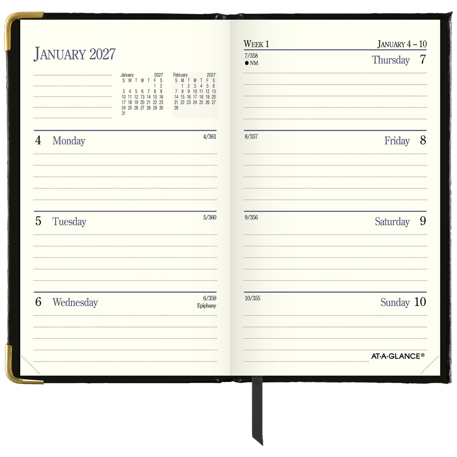 2026 At-A-Glance 70-1111-05 Fine Diary Weekly/Monthly Planner, 3 x 5″