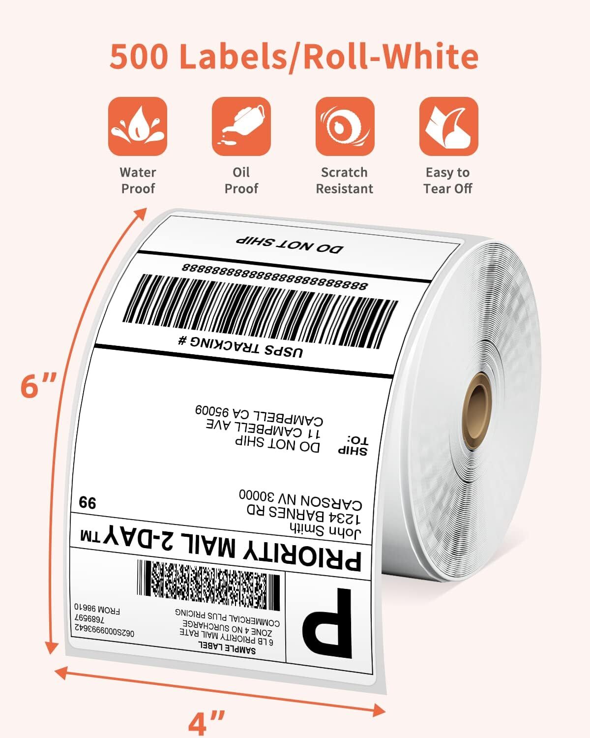 500/1000pcs 4×6 Direct Thermal Shipping Label Compatible with PHOMEMO/MUNBYN Lot