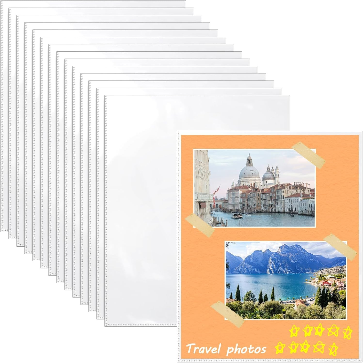 50 Pack No Holes Plastic Sleeves for Paper 8.5X11 Inch, Letter Size Clear Heavy