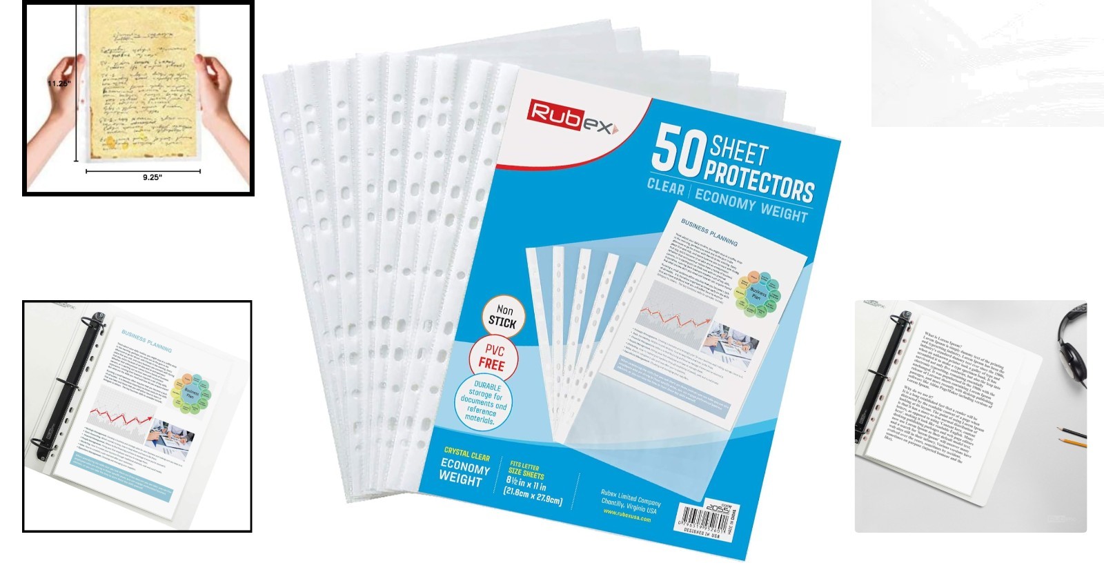 Durable 8.5×11 Plastic Sleeves, 50 Pack Reinforced Top Loading Sheet Protectors