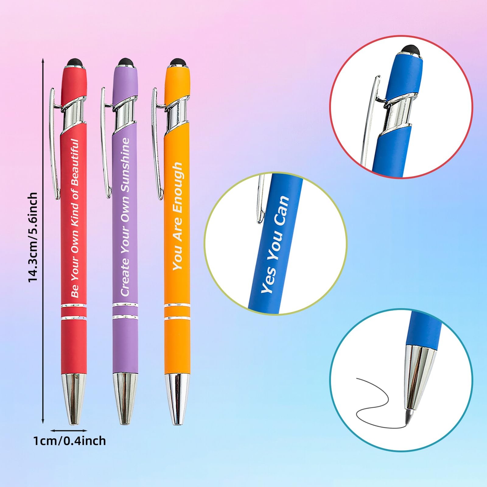 200 Piece Inspirational Pens Kit with Stylus Tip & Sayings – 100 Motivational…