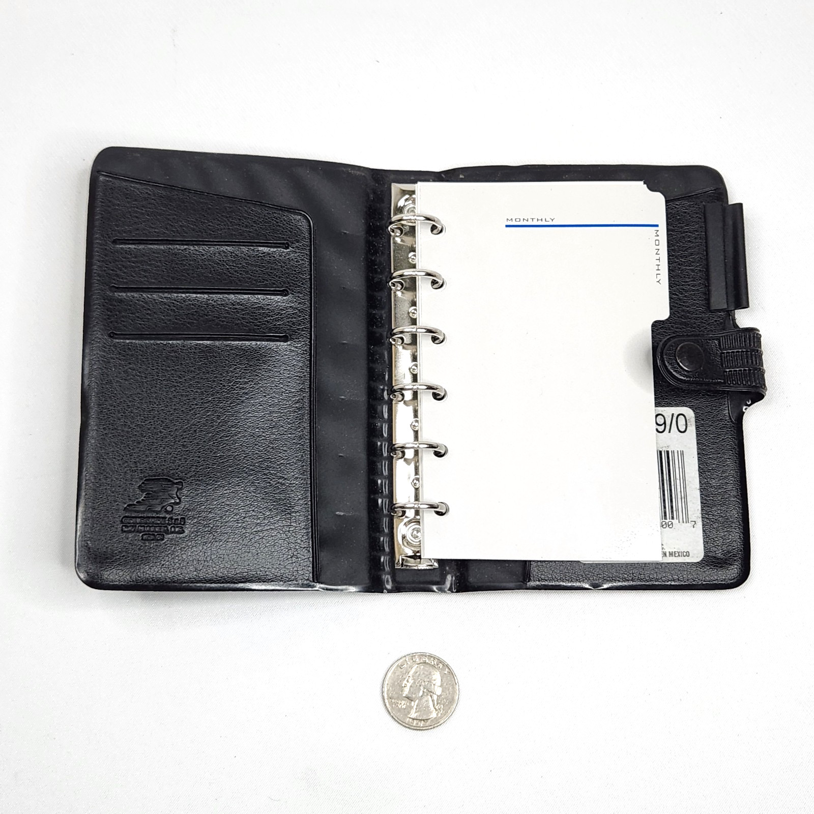 Day Runner Concorde Mini Planner Black Faux Leather 6 Rings Undated Month Pages