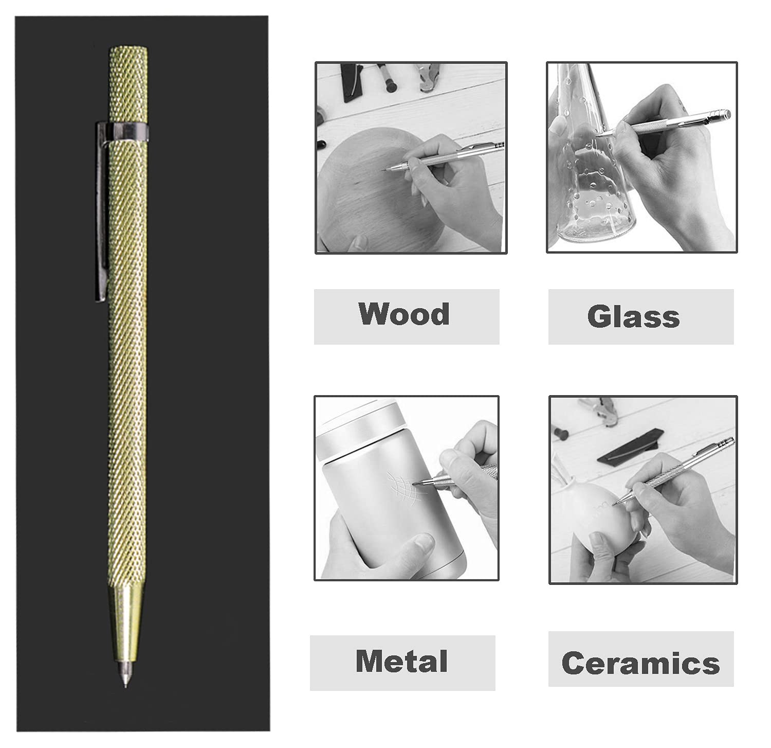 VebaCidi Scribe Tool, 2 Pieces Tungsten Carbide 1 Count (Pack of 2), Golden