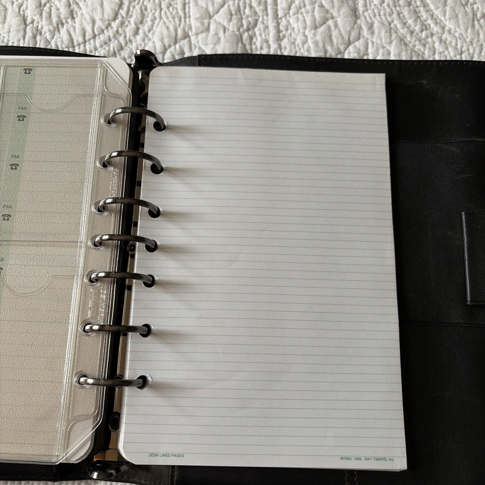 Vintage Day-Timer Genuine Leather Planner Black 6 Ring Binder Silver Buckle