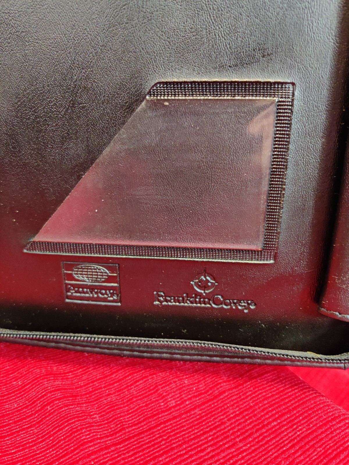 Franklin Covey Amway Binder 3 Ring Black Faux Leather Full Zip large 13 x 11″