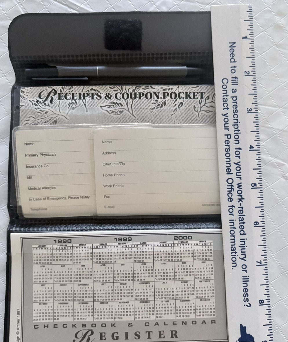 VTG Personal Checkbook Register+Pocket Address Book+6″ Magnifying Ruler Set c