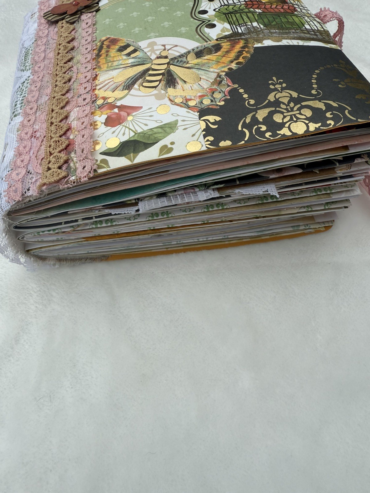 Junk Journal Book Butterfly theme Handmade No Sew Ephemera