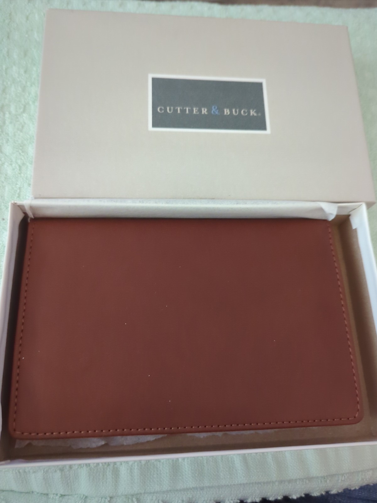 Cutter & Buck CHUBB Small Camel Leather Mini Legal Pad Folding Organizer NIB