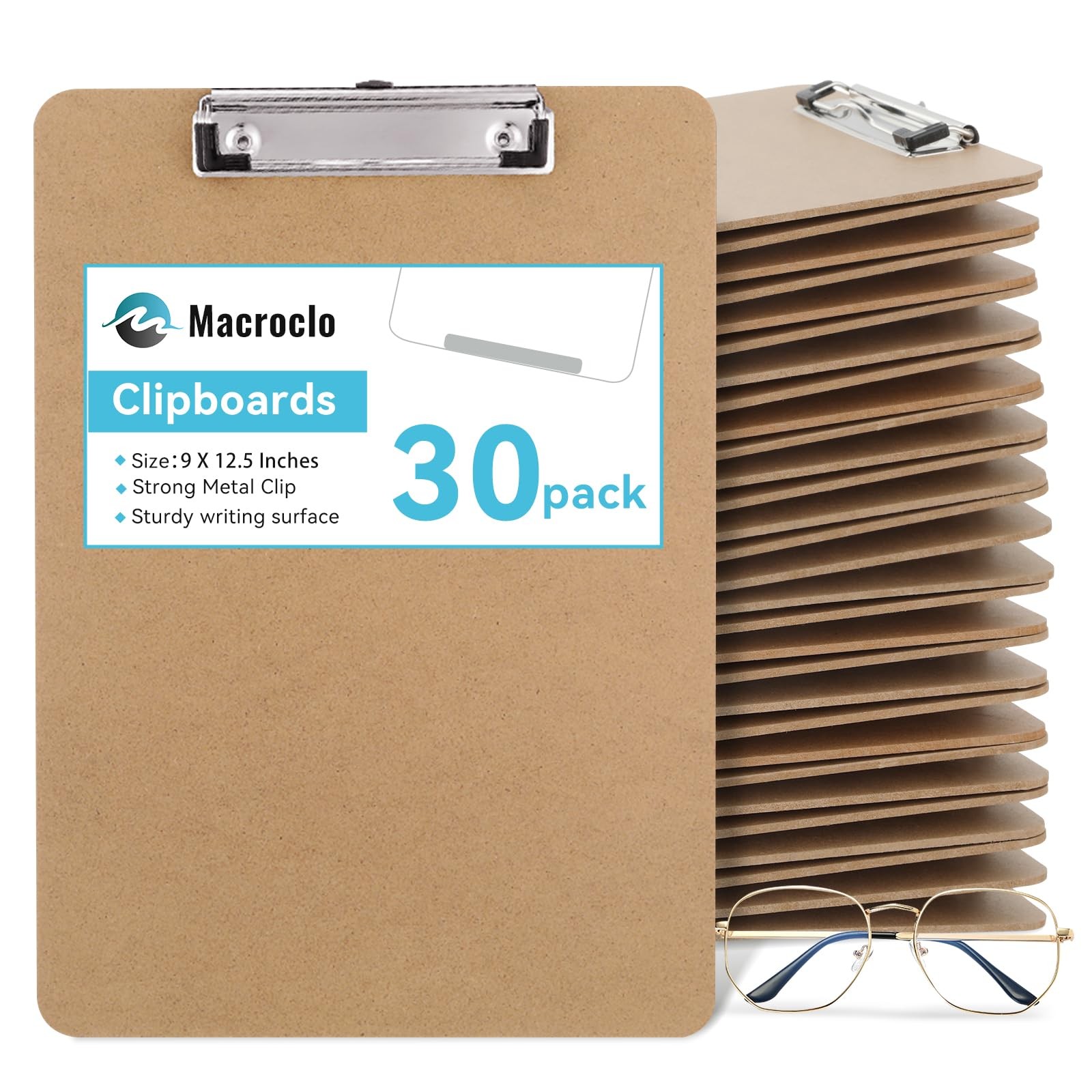 Wood Clipboards 30 Pack Letter Size Hardboard 8.5×11 A4 Standard 9 x 12.5