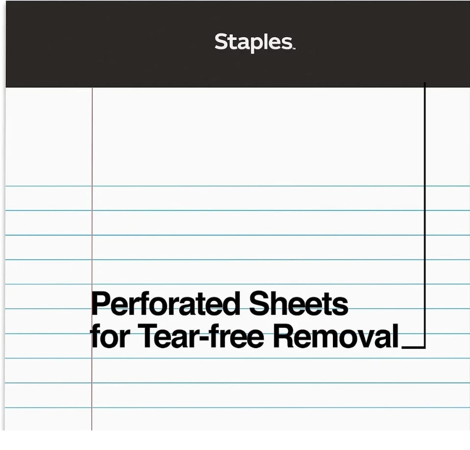 Staples Narrow Ruled Legal Notepads 5×8 White 50 Sheets 12 Pack Writing Pads
