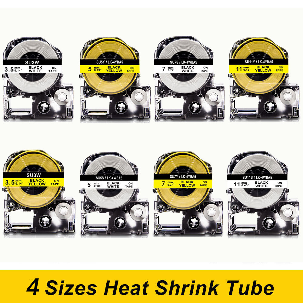 Heat Shrink Tube Label Tape Compatible for Epson LabelWorks LW-500 LW-400 LW-300