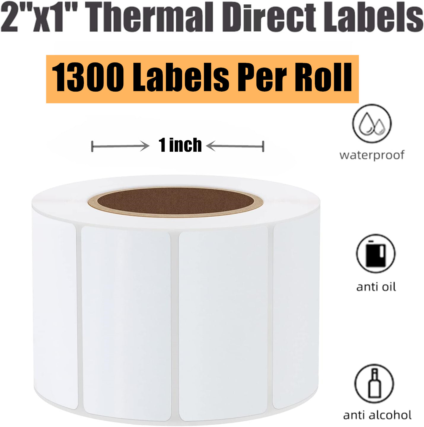 2×1 1300/Roll Direct Thermal Shipping Barcode Label Address Multipurpose Sticker