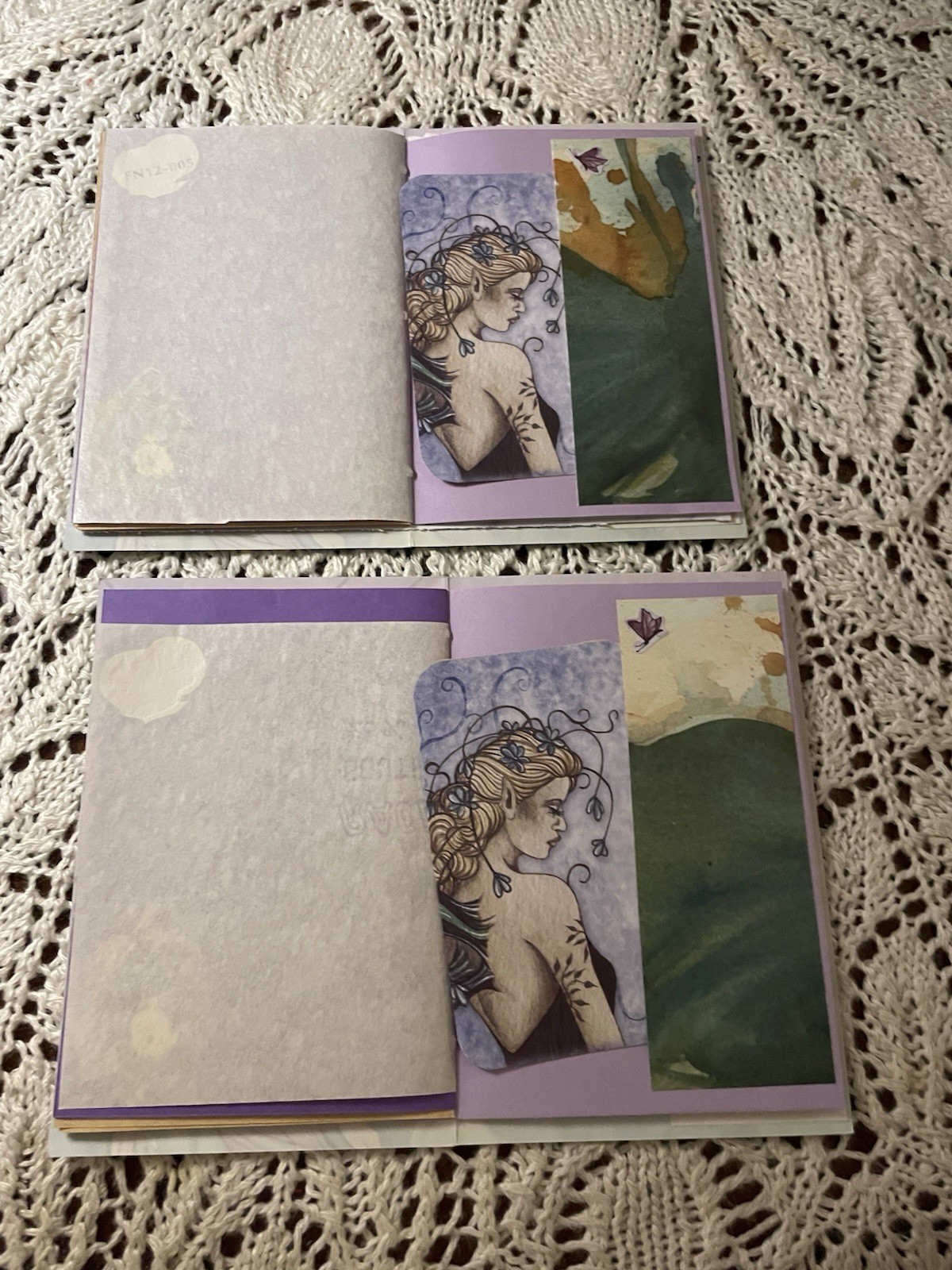 2 Junk Journal Greeting Cards Handmade 4”x6” “Live Your Dreams” Blank W/Env.