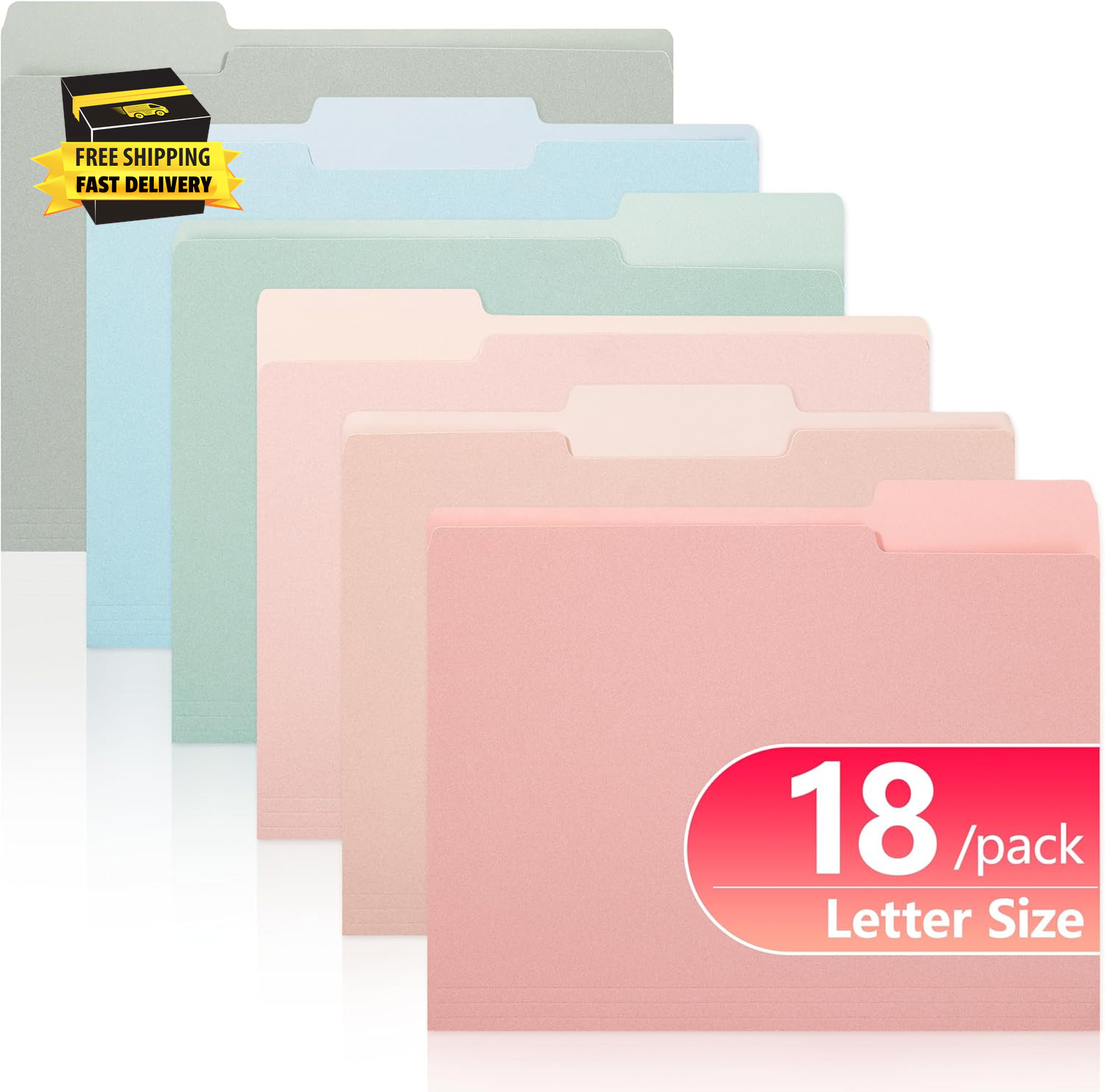 Two Tone Colored File Folders,18 Pack 6 Pastel Colors Manilla Folders 8.5X11,Ass