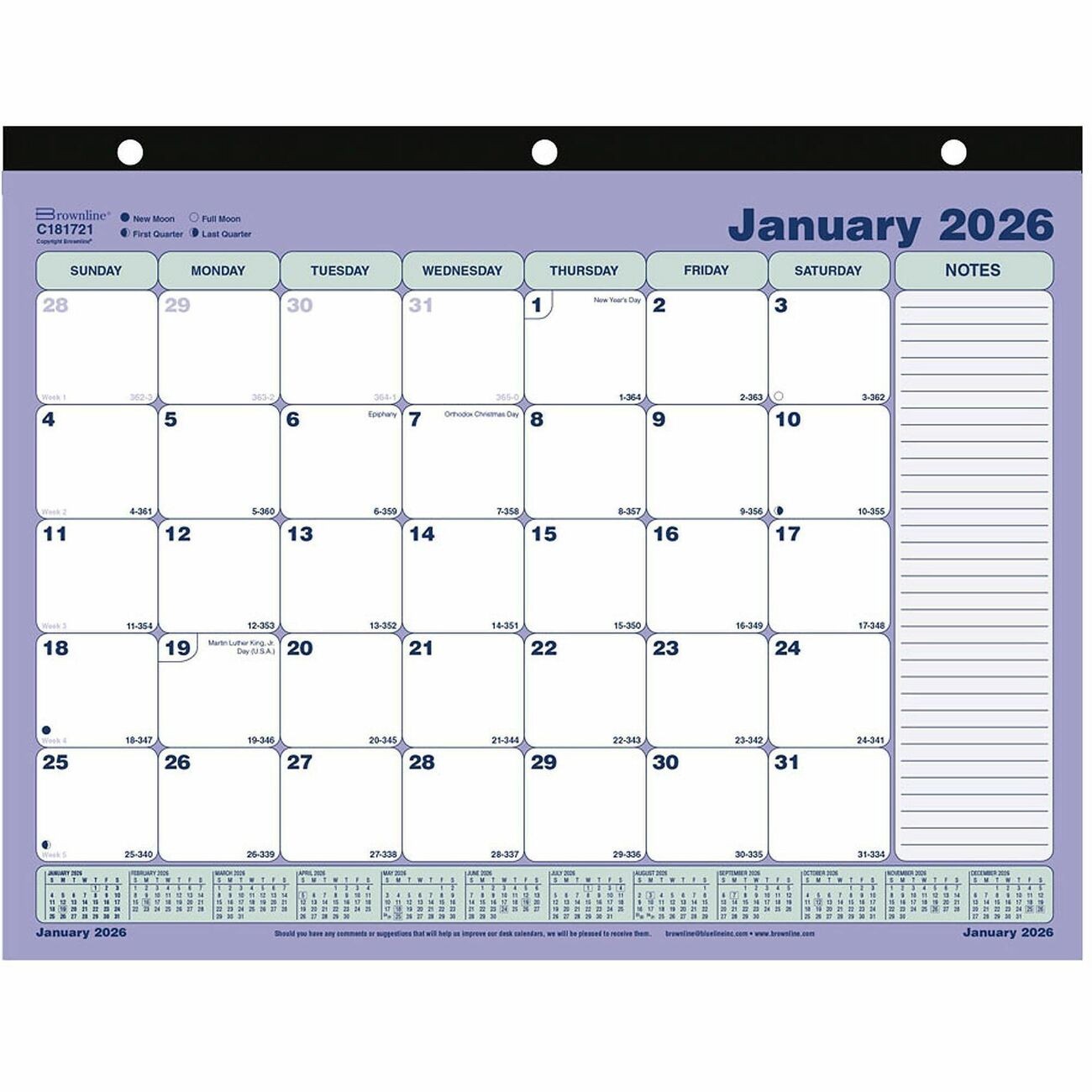 Brownline Monthly Desk Pad Calendar, 11″ x 8-1/2″ , English (c181721)