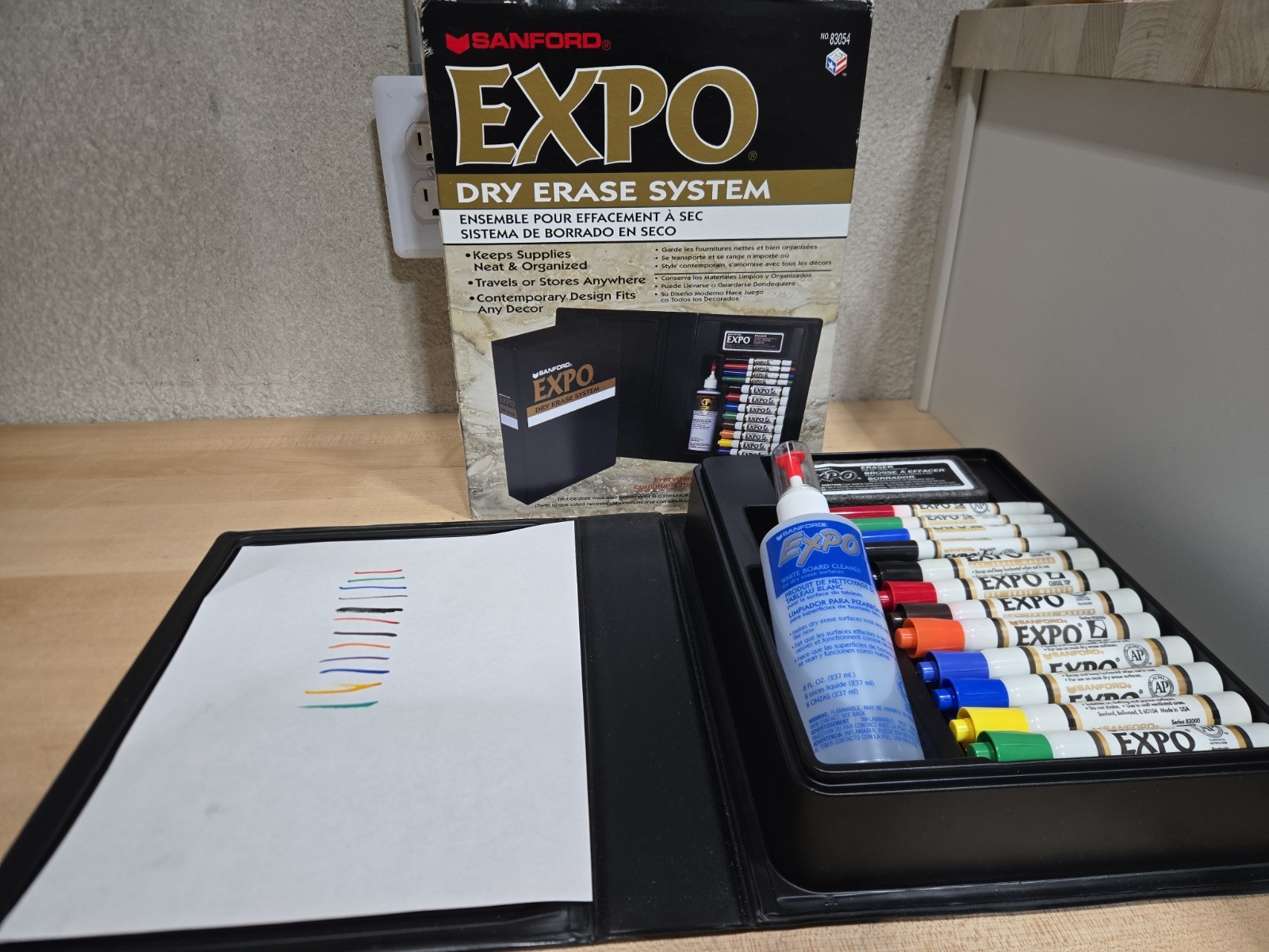 Vintage 90s Sanford Expo Dry Erase System 12 Markers Cleaner Eraser Made In USA