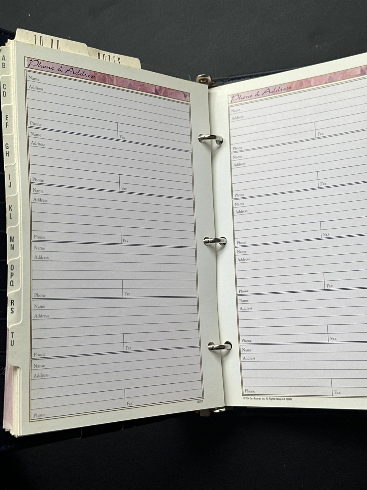 Vintage Perennials Navy Personal Organizer Planner Day Runner 9.5″ X 7″ Unused