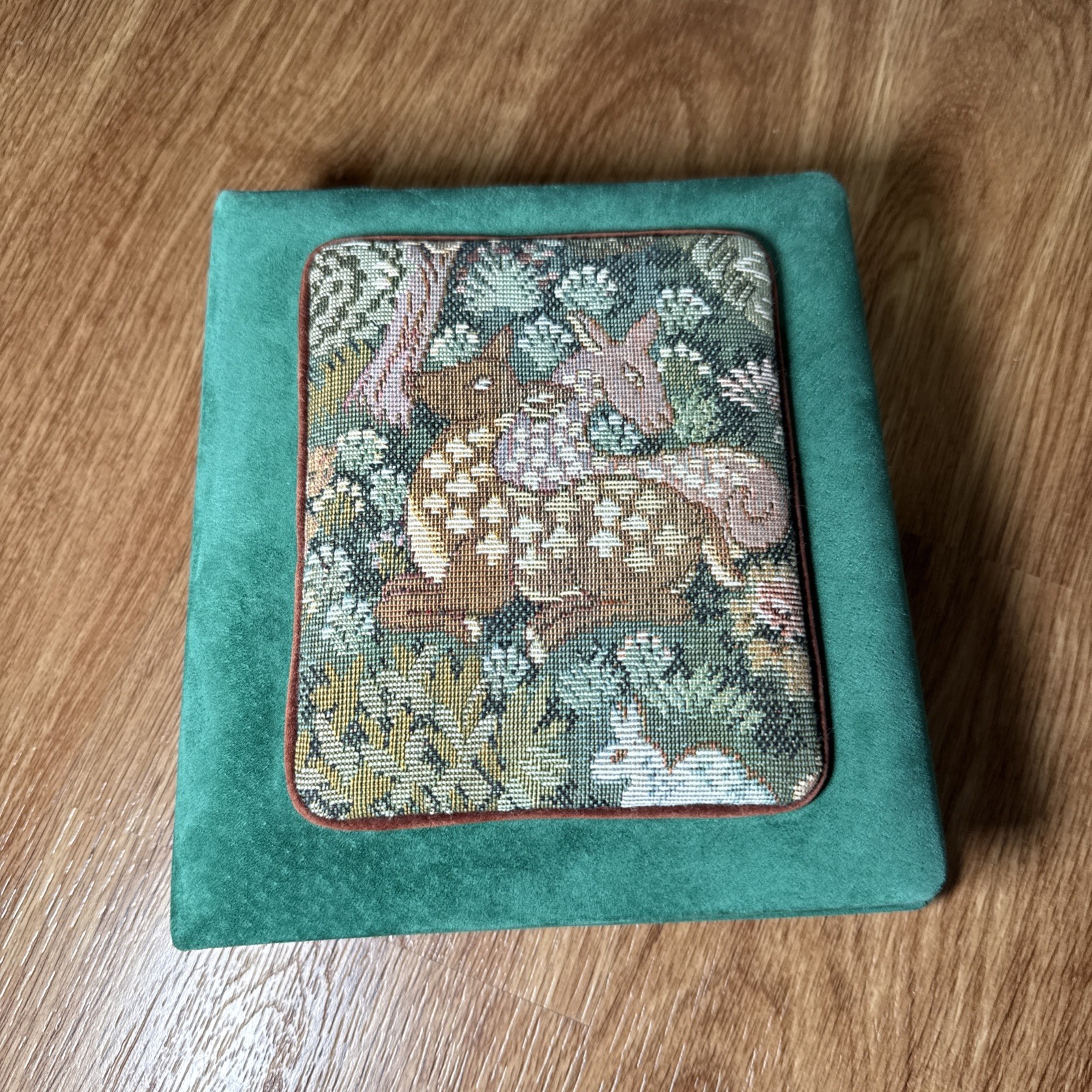 Vintage Paddy Gordon Tapestry Address Book Green Padded Deer Fabric Binder