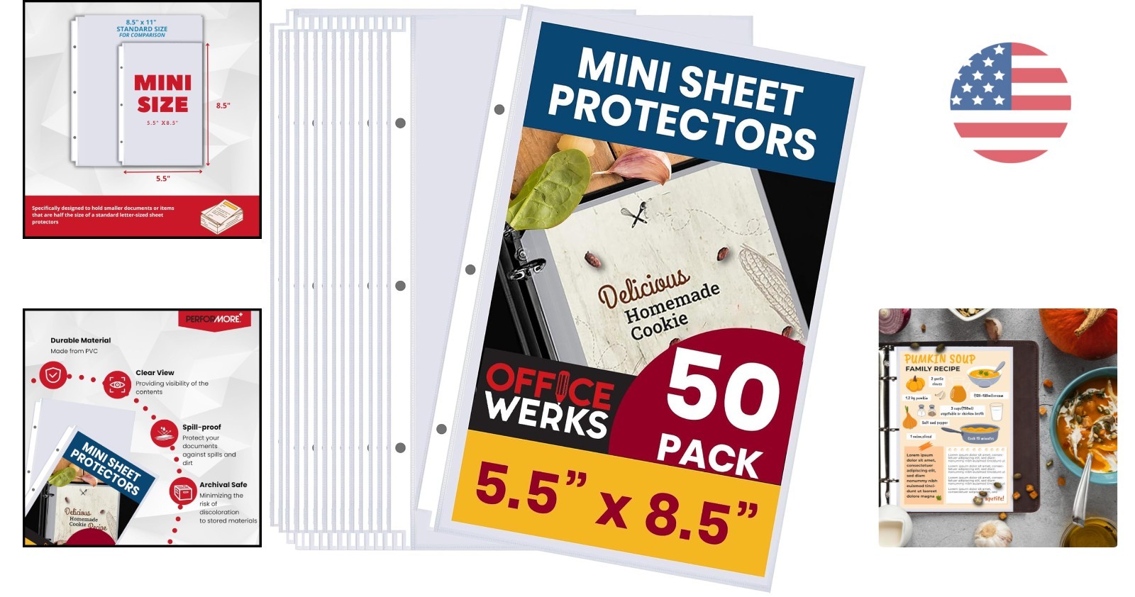 Crystal Clear Acid-Free Mini Sheet Protectors for 5.5 x 8.5 Sheets – 50 Count