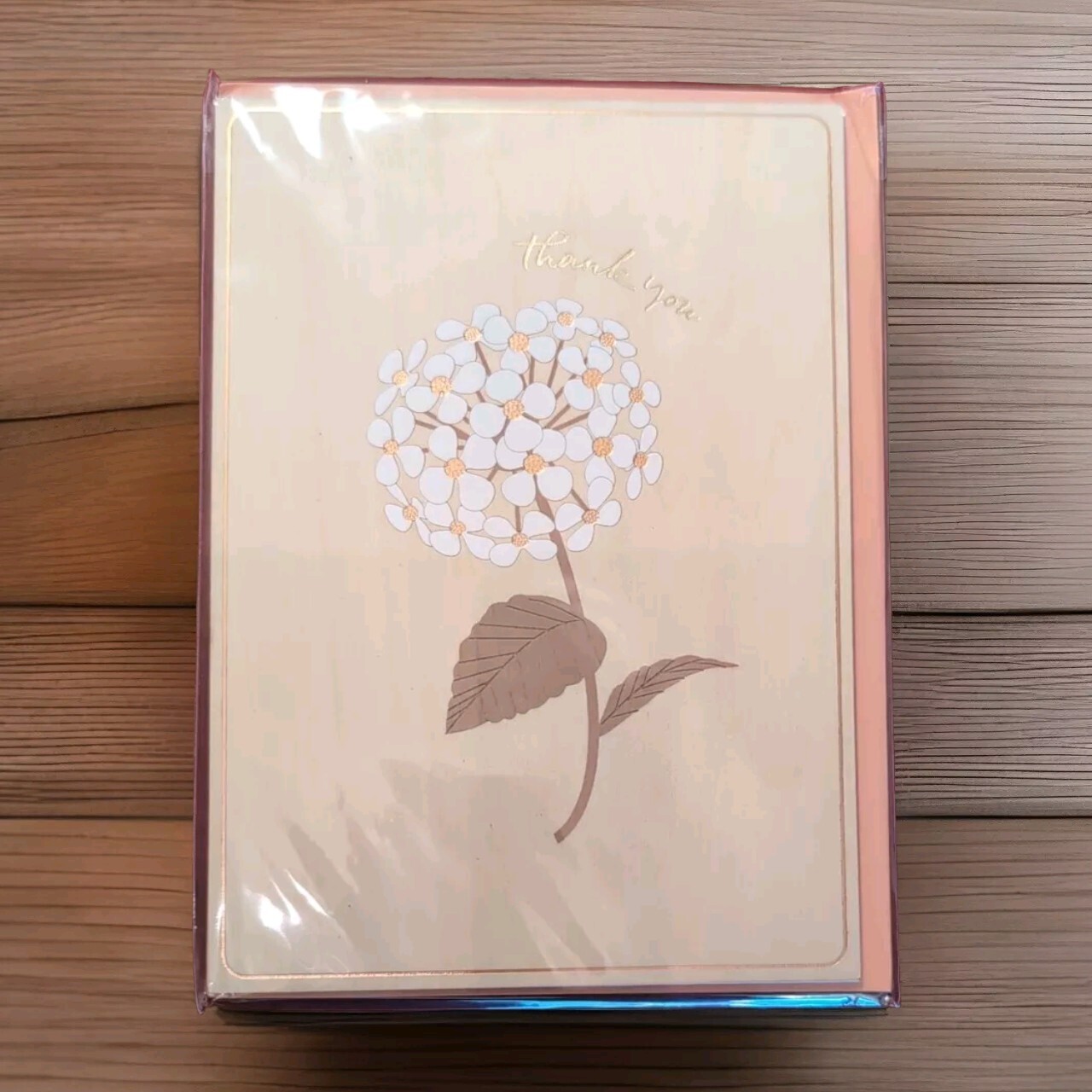 Papyrus Greeting Card Wooden Hydrangea Floral Thank You Unique