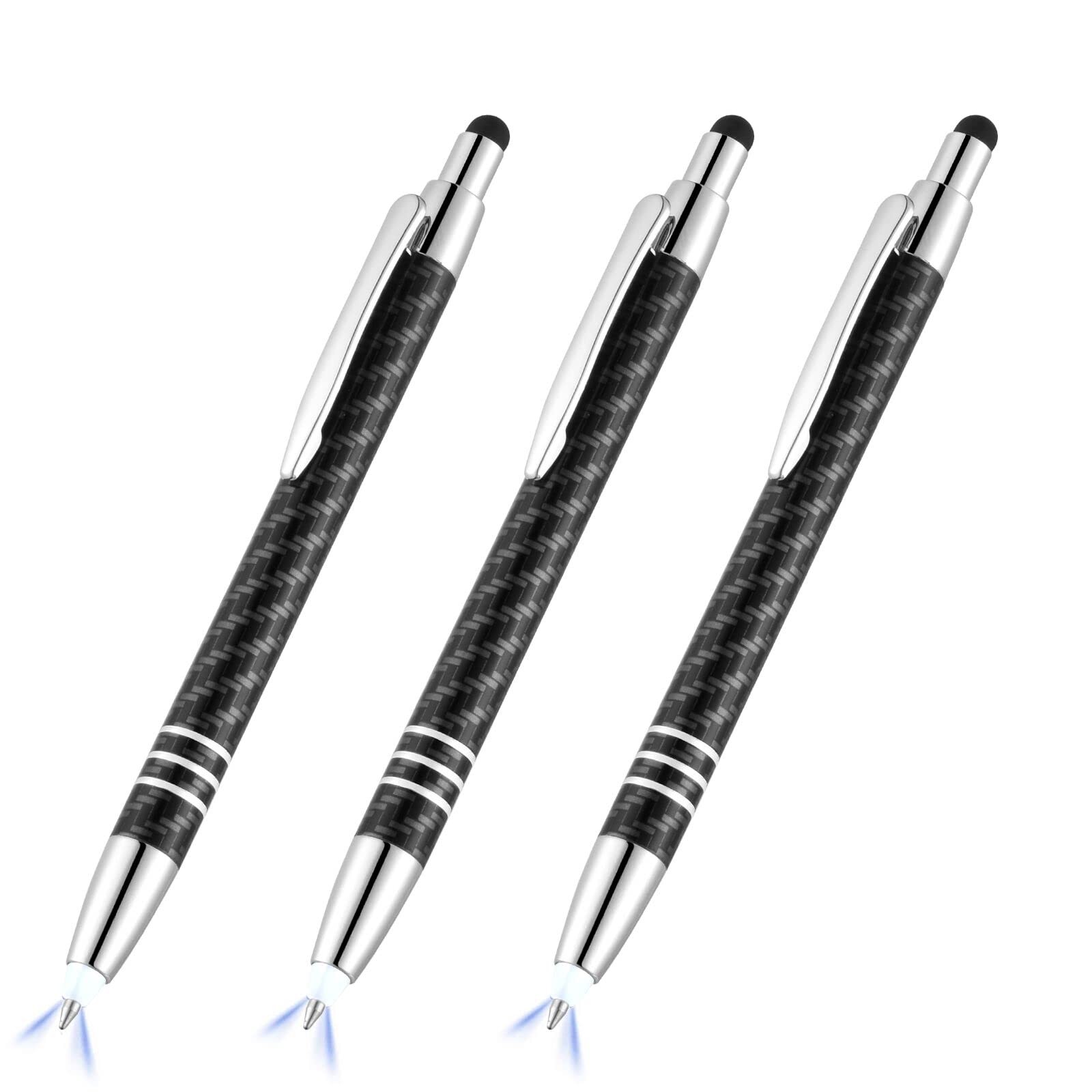 Glovion Lighted Tip Pen with Stylus 3-in-1 1 Count (Pack of 3), White Light