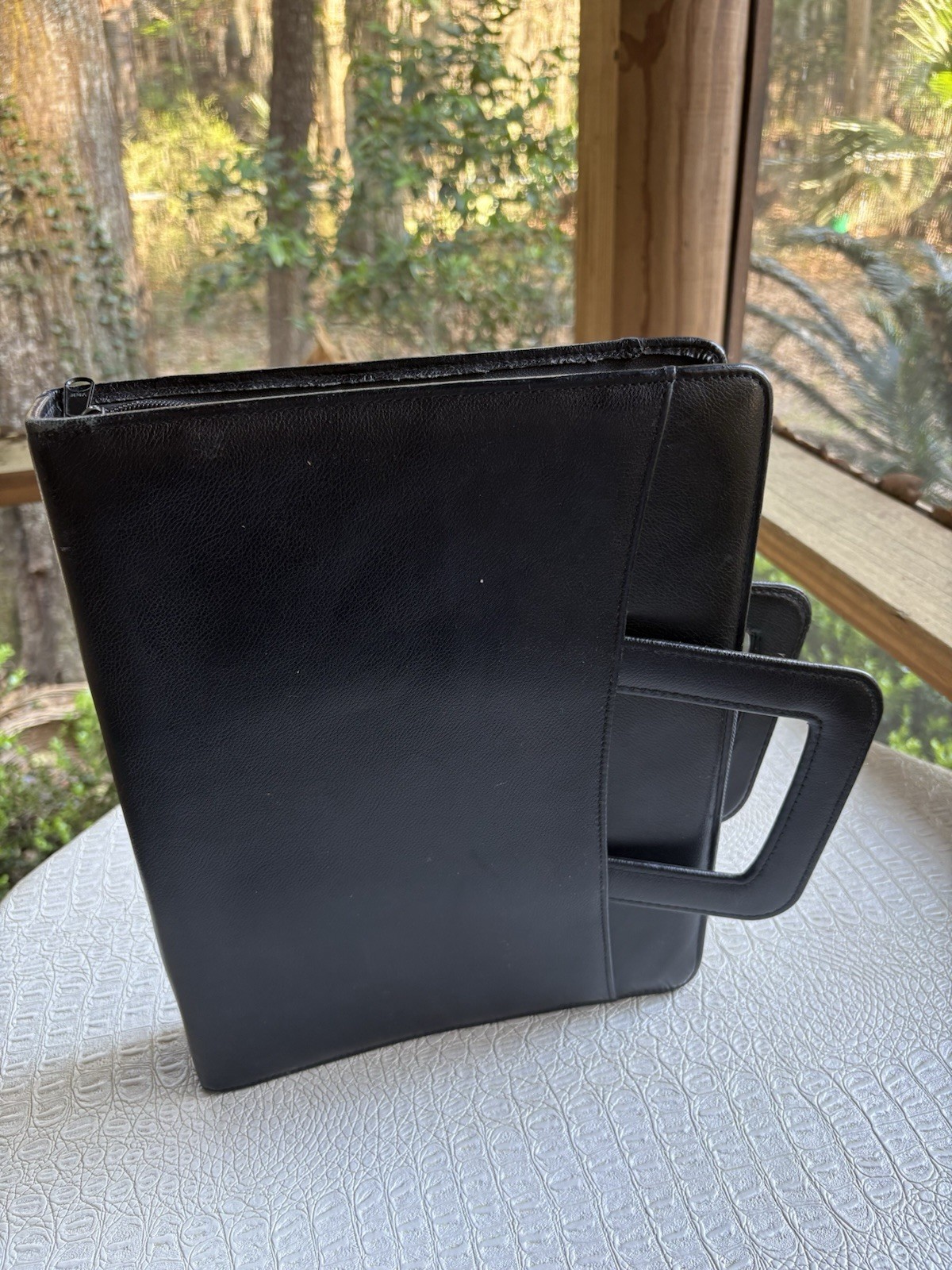 VTG Day Runner Planner Black Faux Leather Zip 3-Ring Entrepreneur Hidden Handles