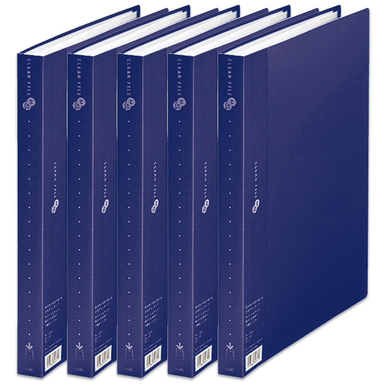 PLUS clear file A4 40 pockets Navy 5-pack FC-124EL