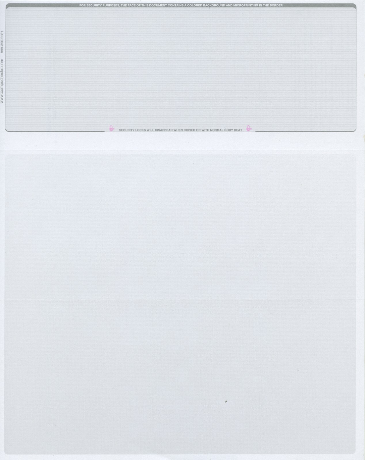 500 Blank Check Stock Paper – Check on Top – Platinum Pinstripe