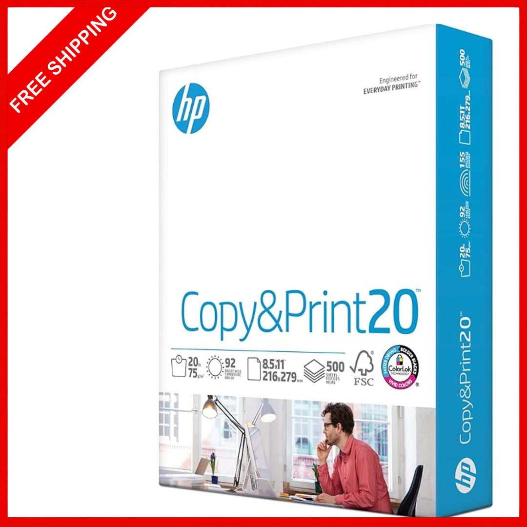 HP Printer Paper | 8.5 x 11 Paper | Copy &Print 20 lb | 1 Ream Case – 500 Sheets