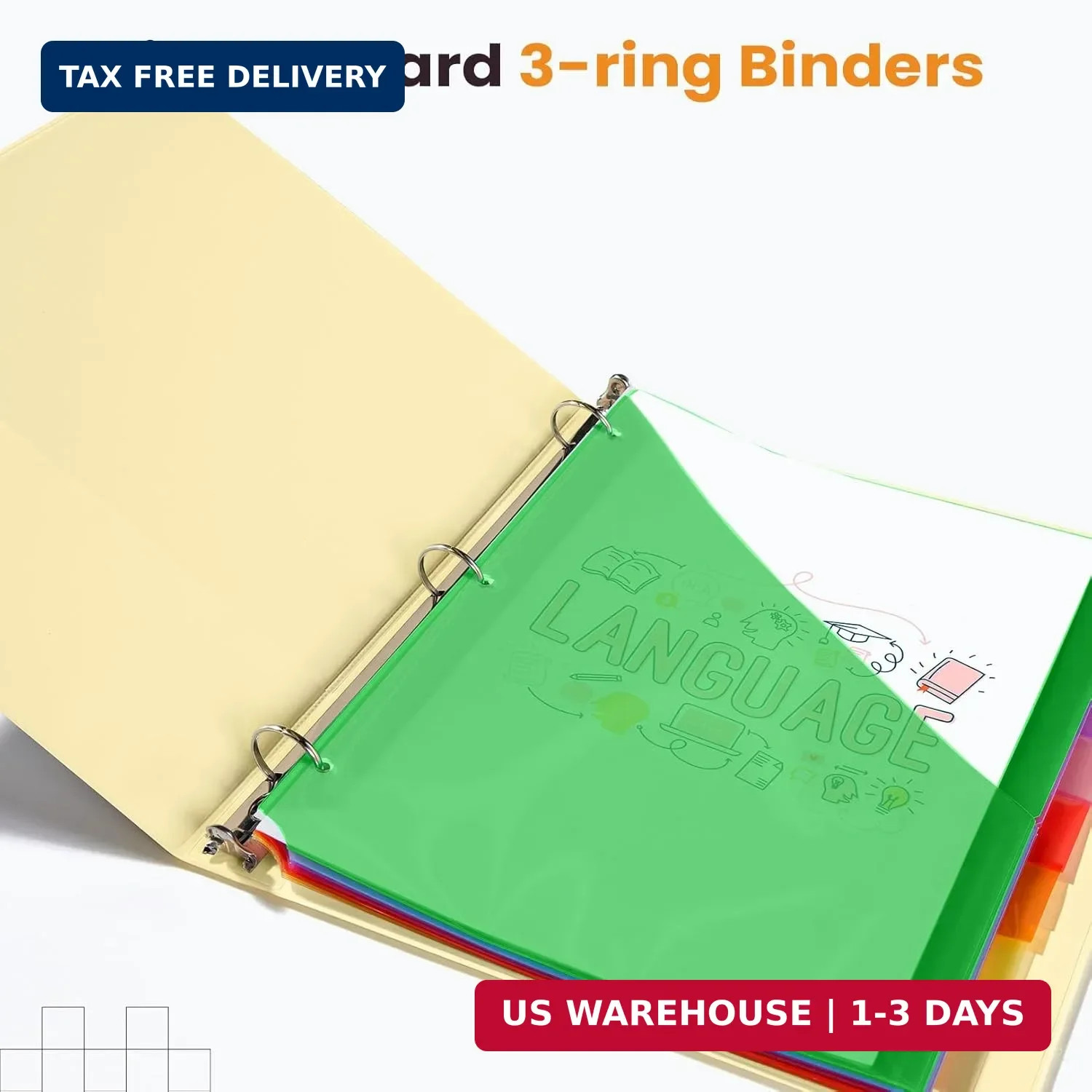 Sooez 8 Count Dividers with Pockets, 8 Tabs Binder Dividers for 3 Ring Binders,