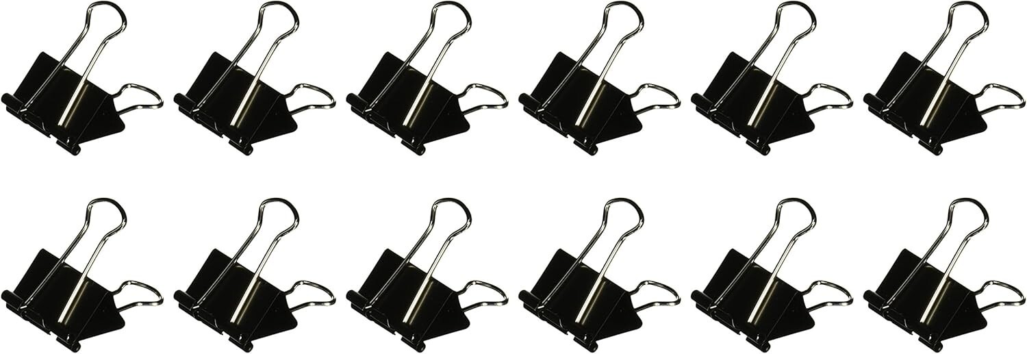 Stylish Medium Binder Clips – 1-1/4 Inch Wide, 5/8 Inch Capacity, 12/Pk