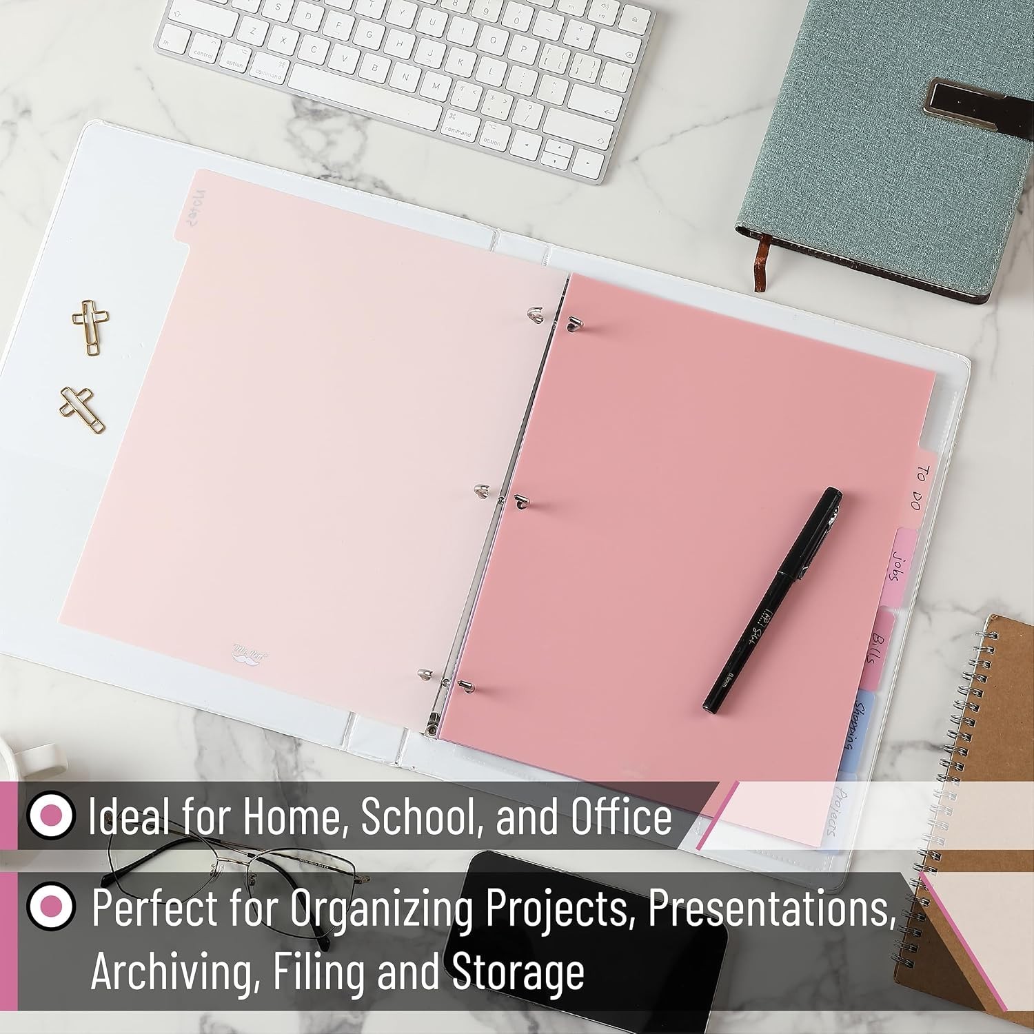 12-Pack Misty Plastic Binder Dividers with Tabs