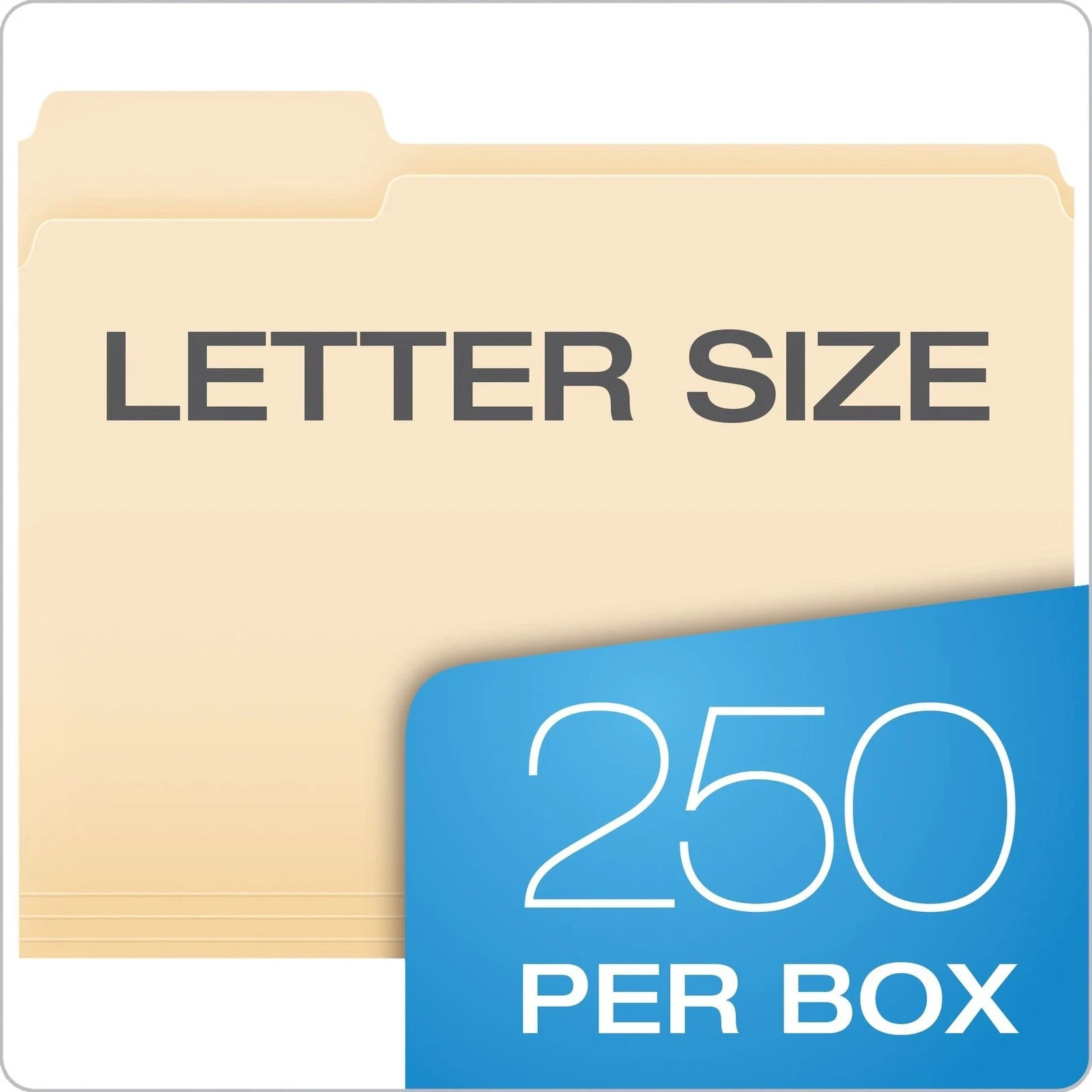 File Folders, Letter Size, 1/3 Cut, Manila, 250 per Box (752250)