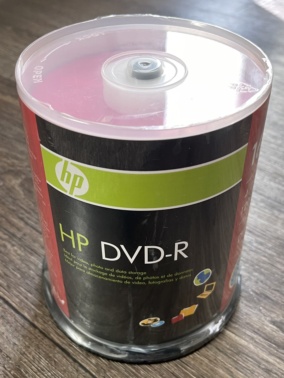 HP DVD-R DVDR BLANK DISCS 4.7GB 120min 16x RECORDABLE 100 DISCS – NEW, SEALED
