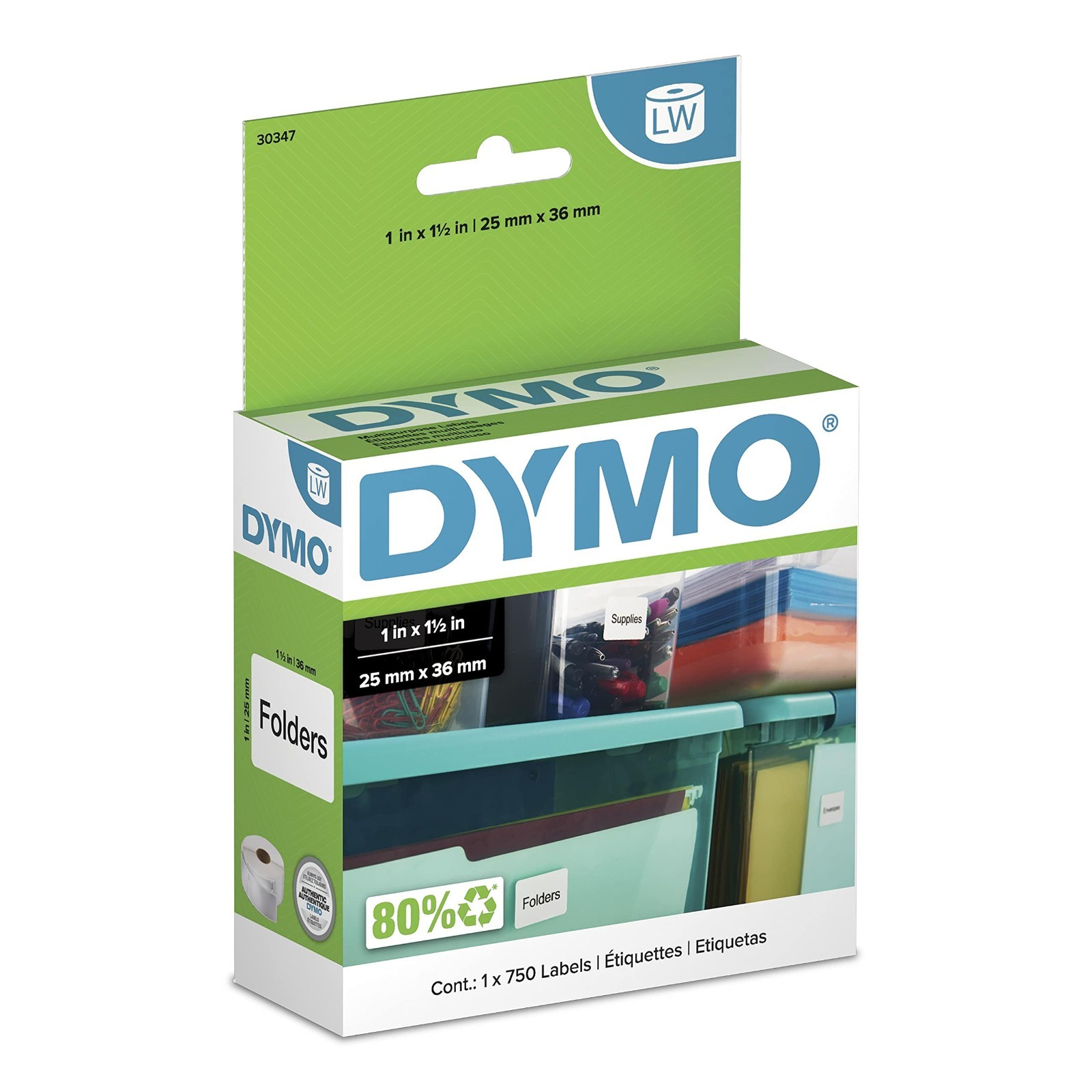 DYMO Authentic LW Library Book Spine Labels, for LabelWriter Printers, White, 1″