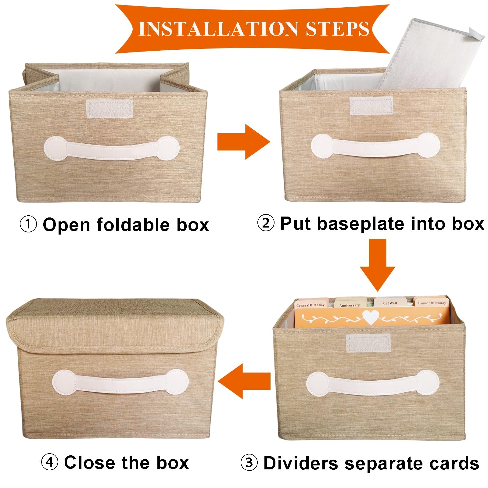Greeting Card Organizer Storage Box With 16 Pcs Adjustable Dividers Storing 12