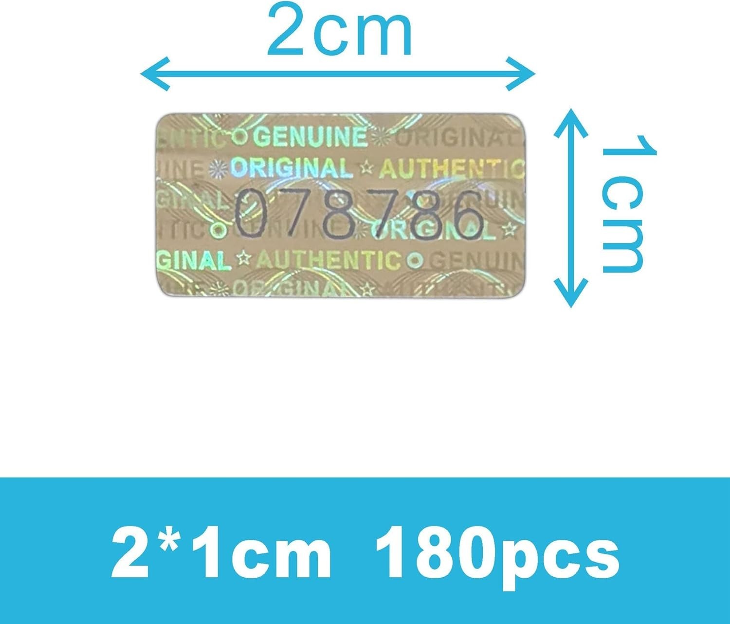 High Security Tamper Proof Hologram Labels – 180 Count Rectangle 0.8×0.4 inches