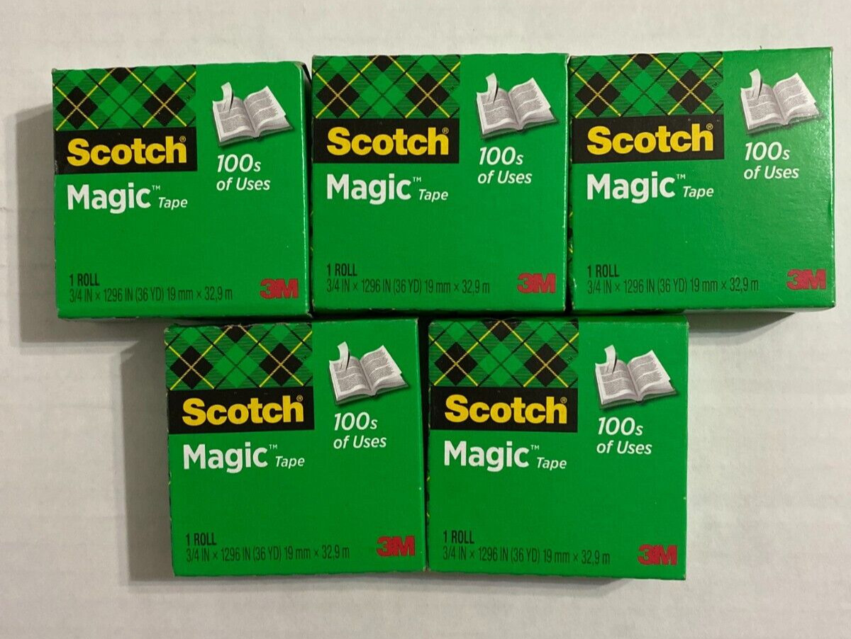 NEW/SEALED 5 rolls of Scotch Magic Tape 3/4 inch x 1296 inches per roll