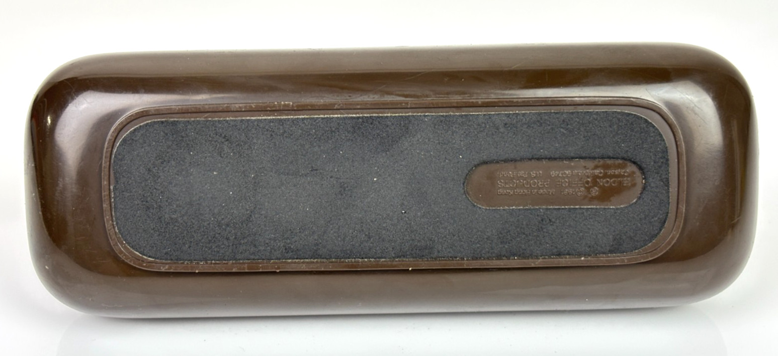 Vtg 1981 ELDON Office Products Brown Desktop Tape Dispenser Retro Art Deco Slim